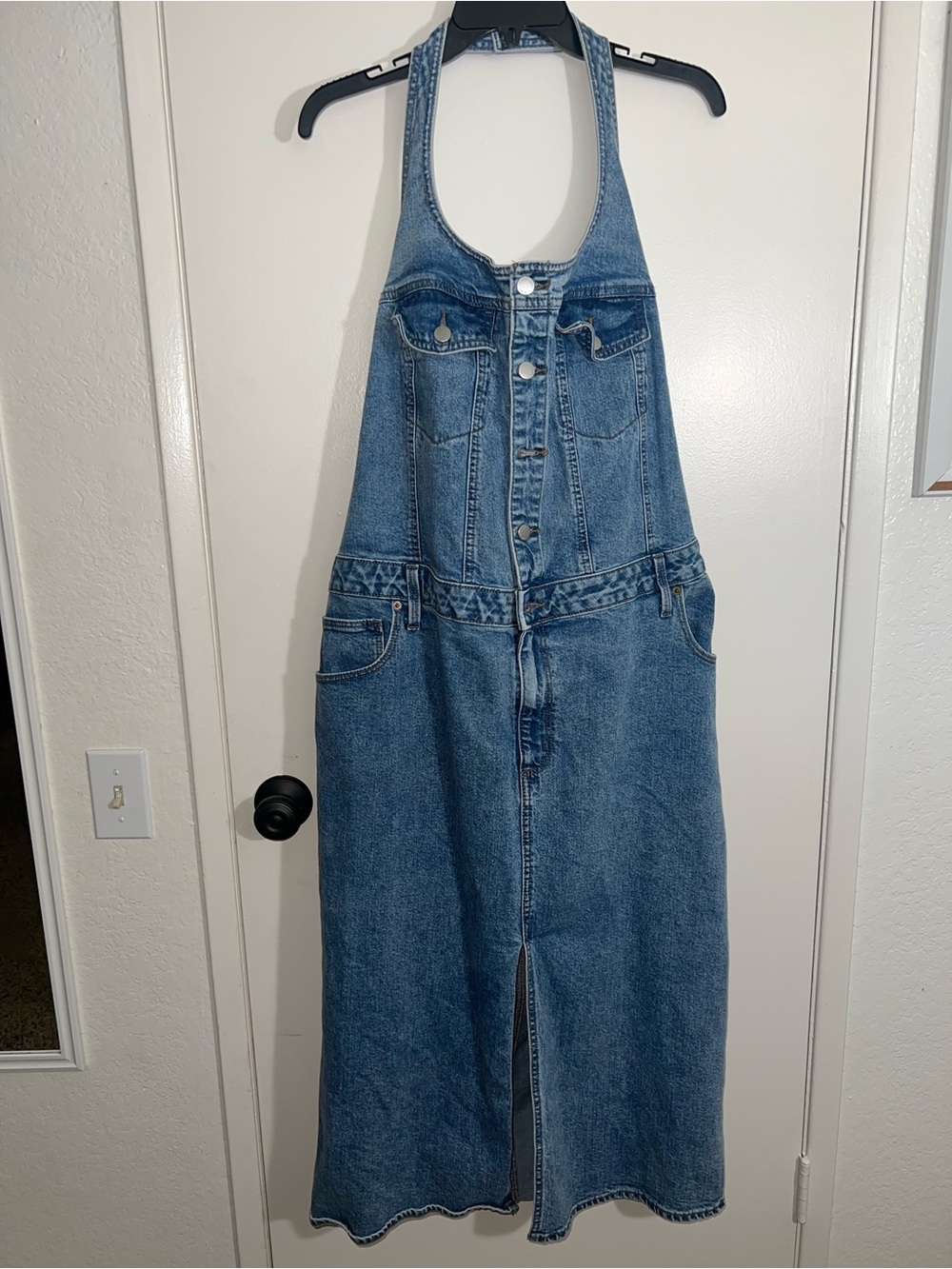 Universal Thread Light Blue Denim Halter Overall Dress